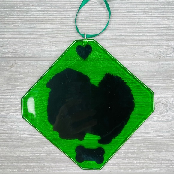 Stained glass sun catcher shih tzu dog coaster decoration orniment art handmade - Picture 1 of 5